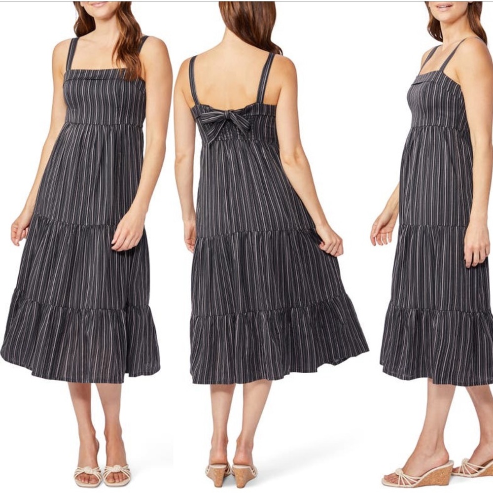PAIGE Santibel Stripe Tiered Midi Dress